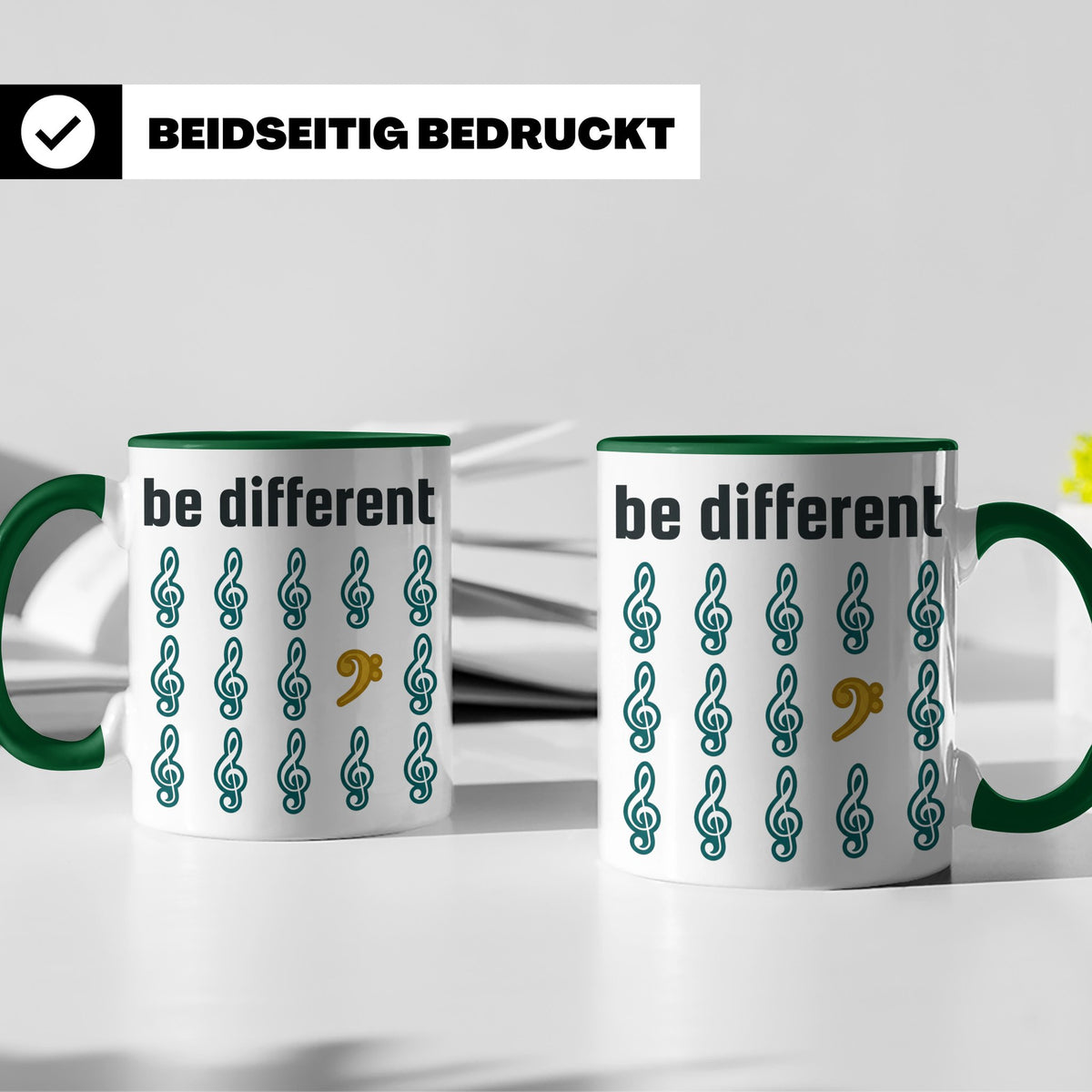 Musiker Tasse Be Different Bassschlüssel, Kaffeetasse mit No – Grün [farbe:grün]