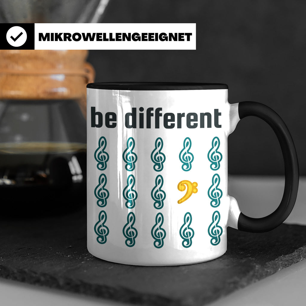 Musiker Tasse Be Different Bassschlüssel, Kaffeetasse mit No – Schwarz [farbe:schwarz]