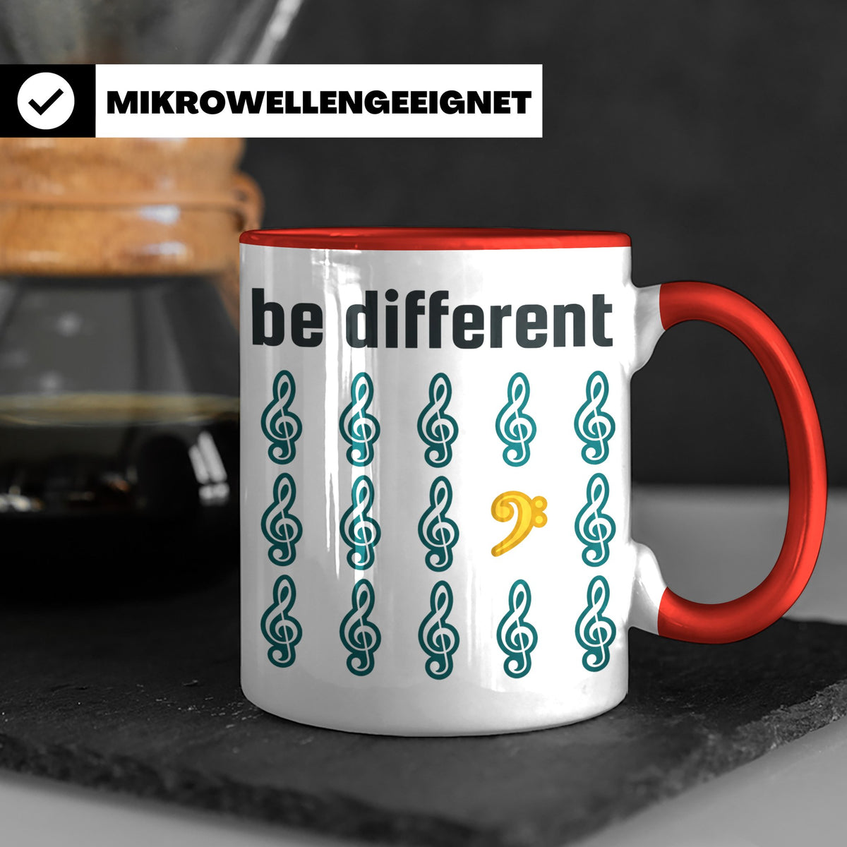 Musiker Tasse Be Different Bassschlüssel, Kaffeetasse mit No – Rot [farbe:rot]