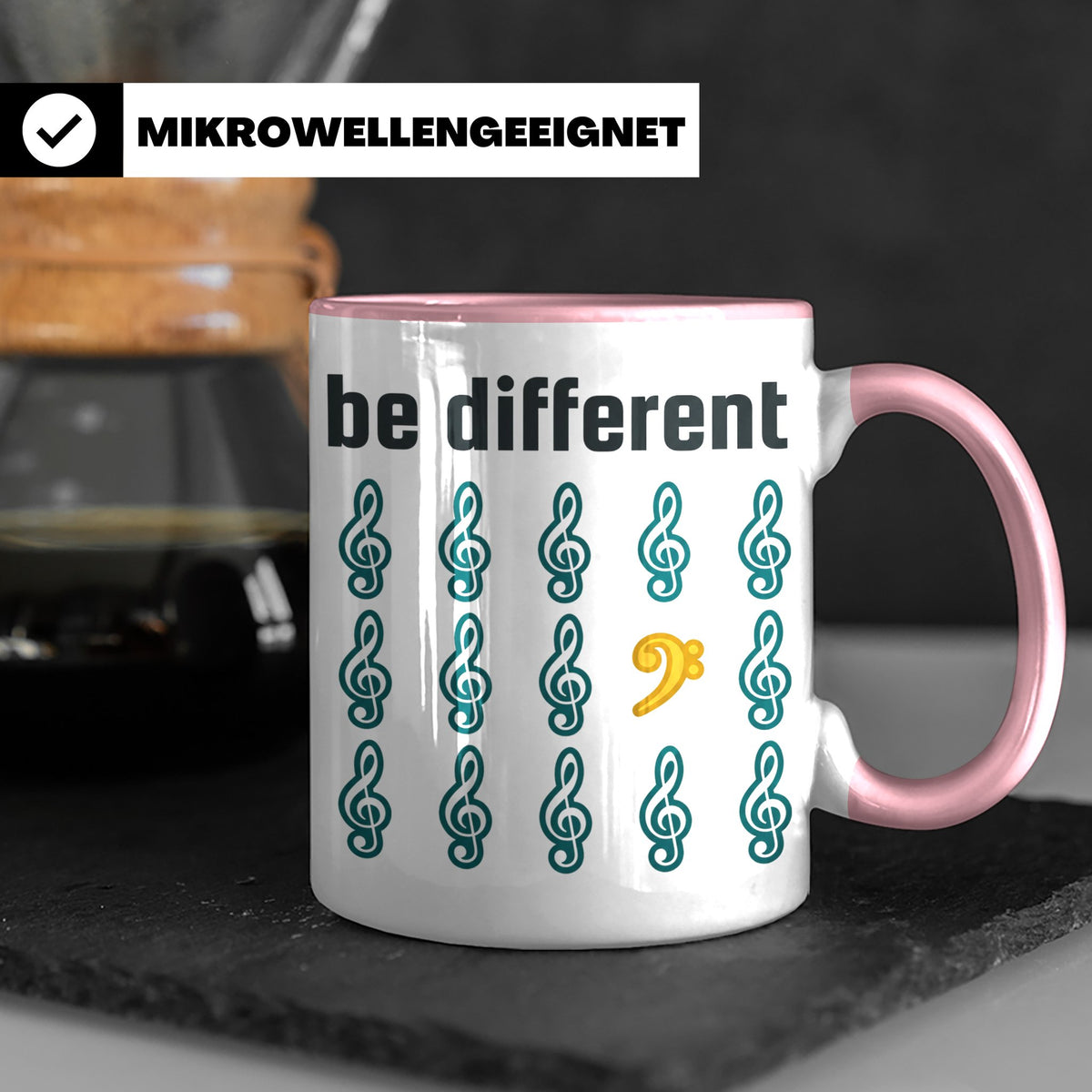 Musiker Tasse Be Different Bassschlüssel, Kaffeetasse mit No – Rosa [farbe:rosa]