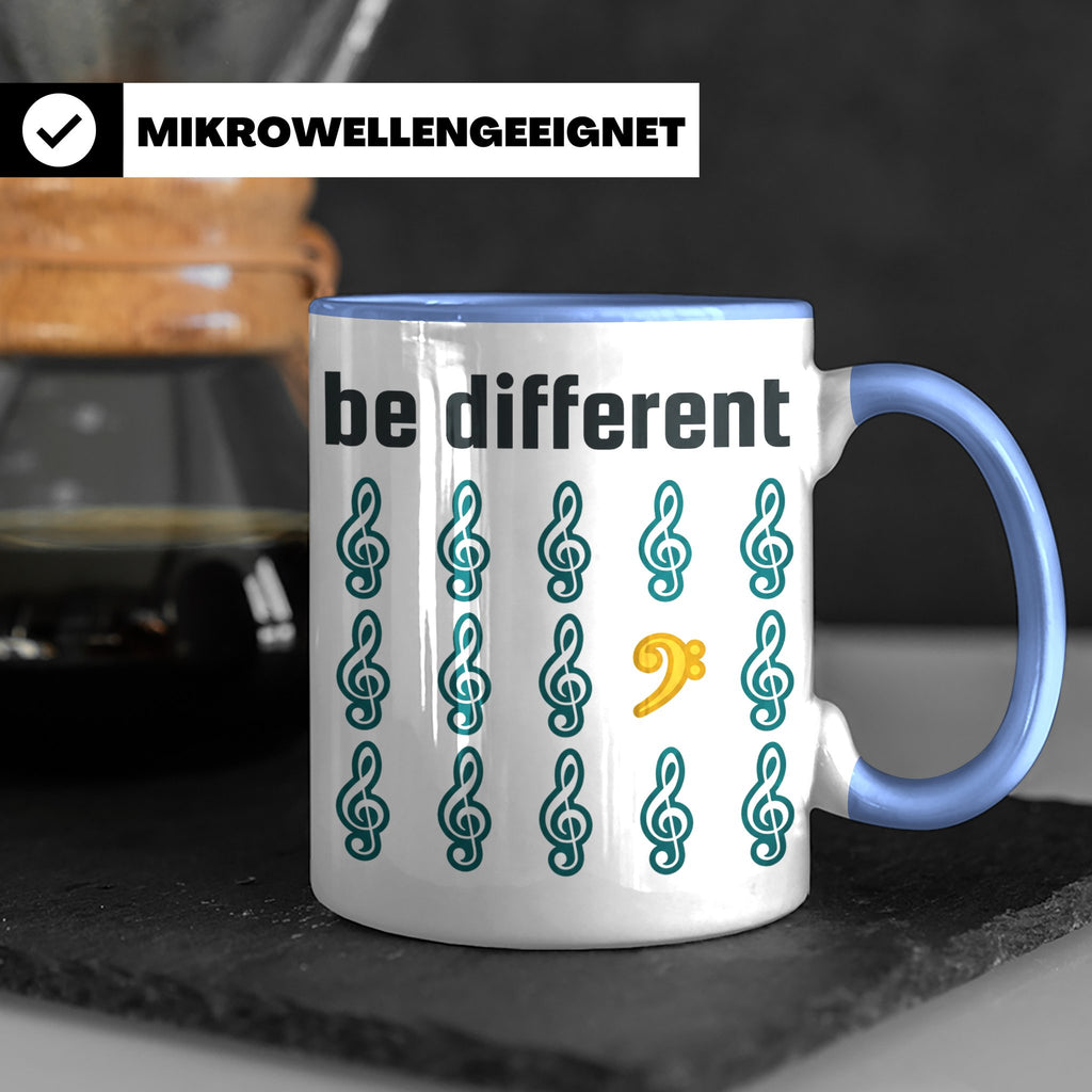 Musiker Tasse Be Different Bassschlüssel, Kaffeetasse mit No – Blau [farbe:blau]