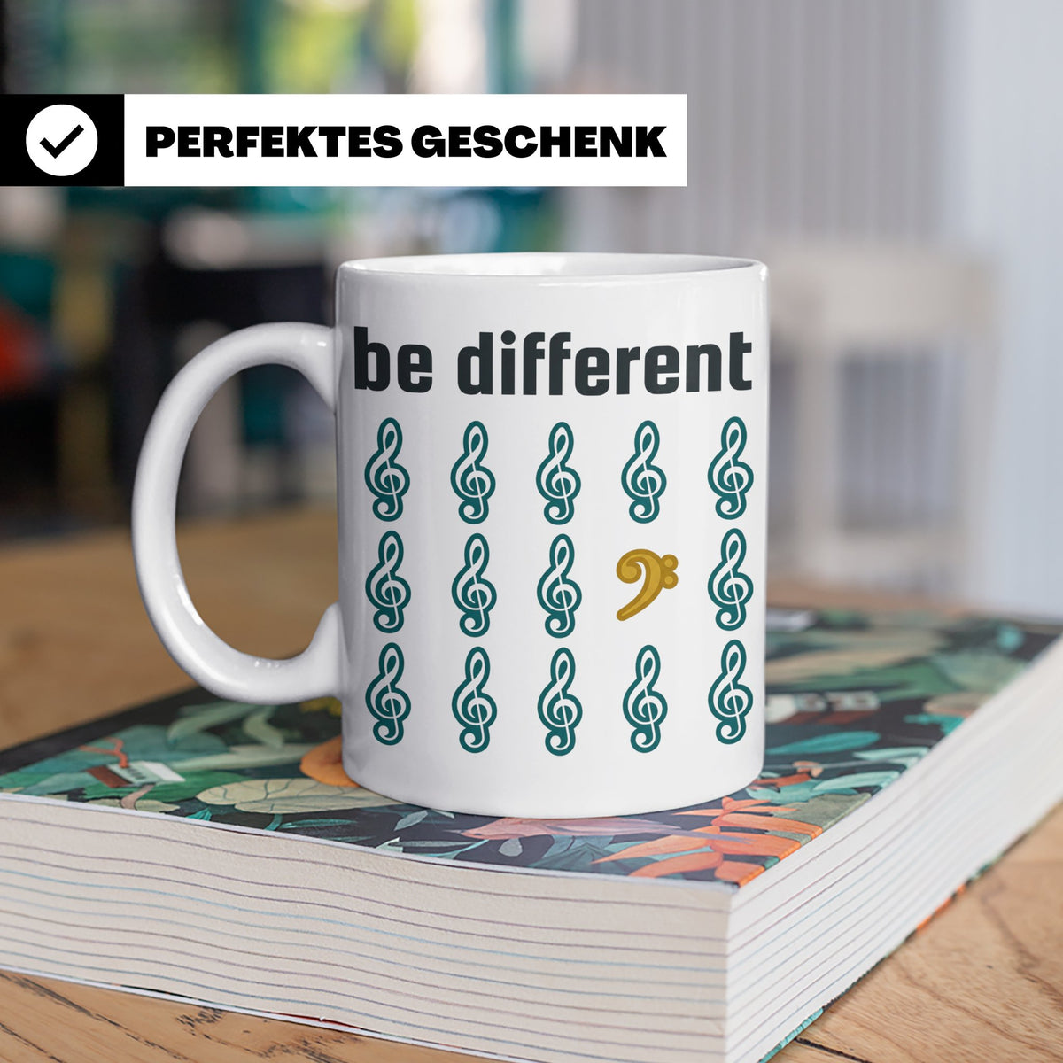 Musiker Tasse Be Different Bassschlüssel, Kaffeetasse mit No – Weiß [farbe:weiß]