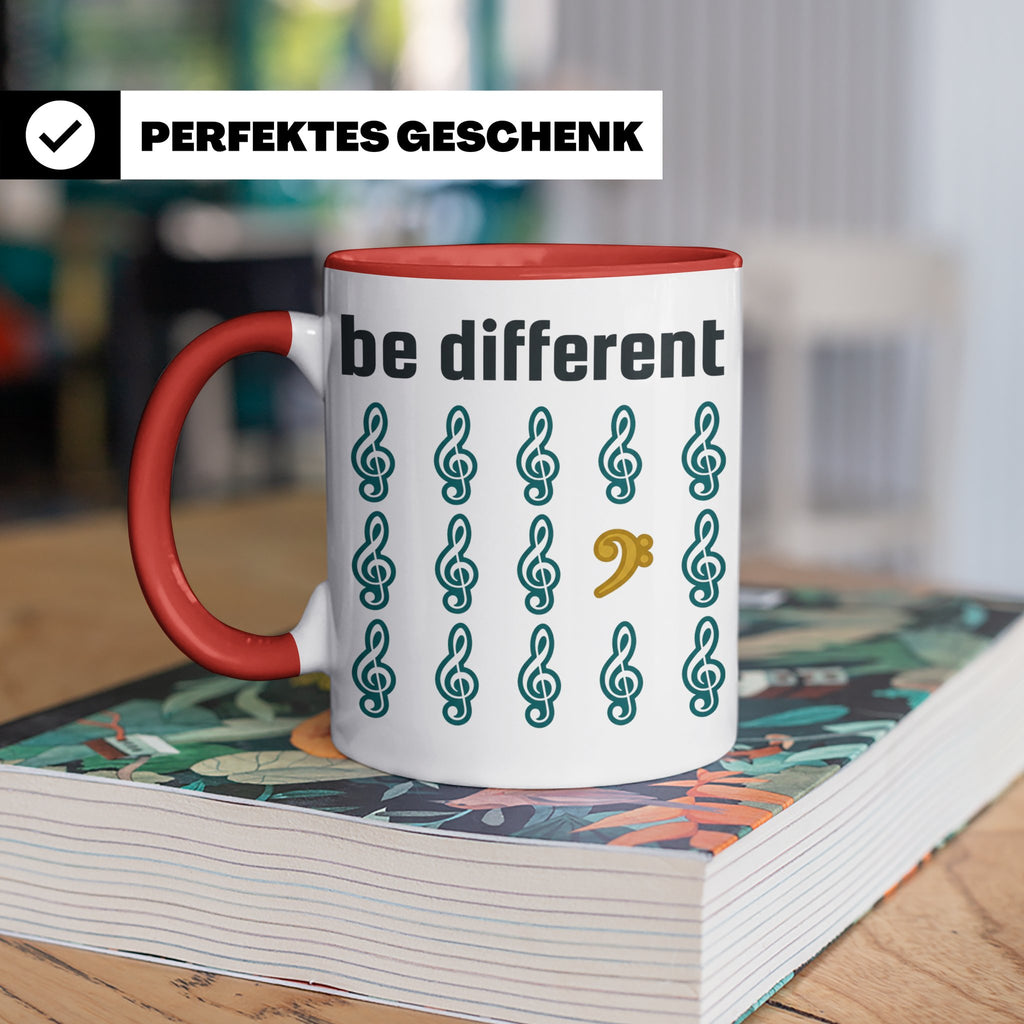 Musiker Tasse Be Different Bassschlüssel, Kaffeetasse mit No – Rot [farbe:rot]