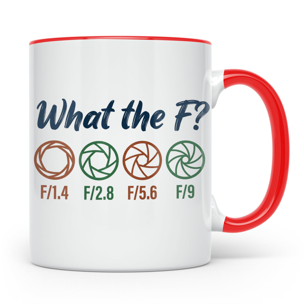 Fotografen Tasse What the F, lustiger Blende F-Stop Spruch,  – Rot [farbe:rot]