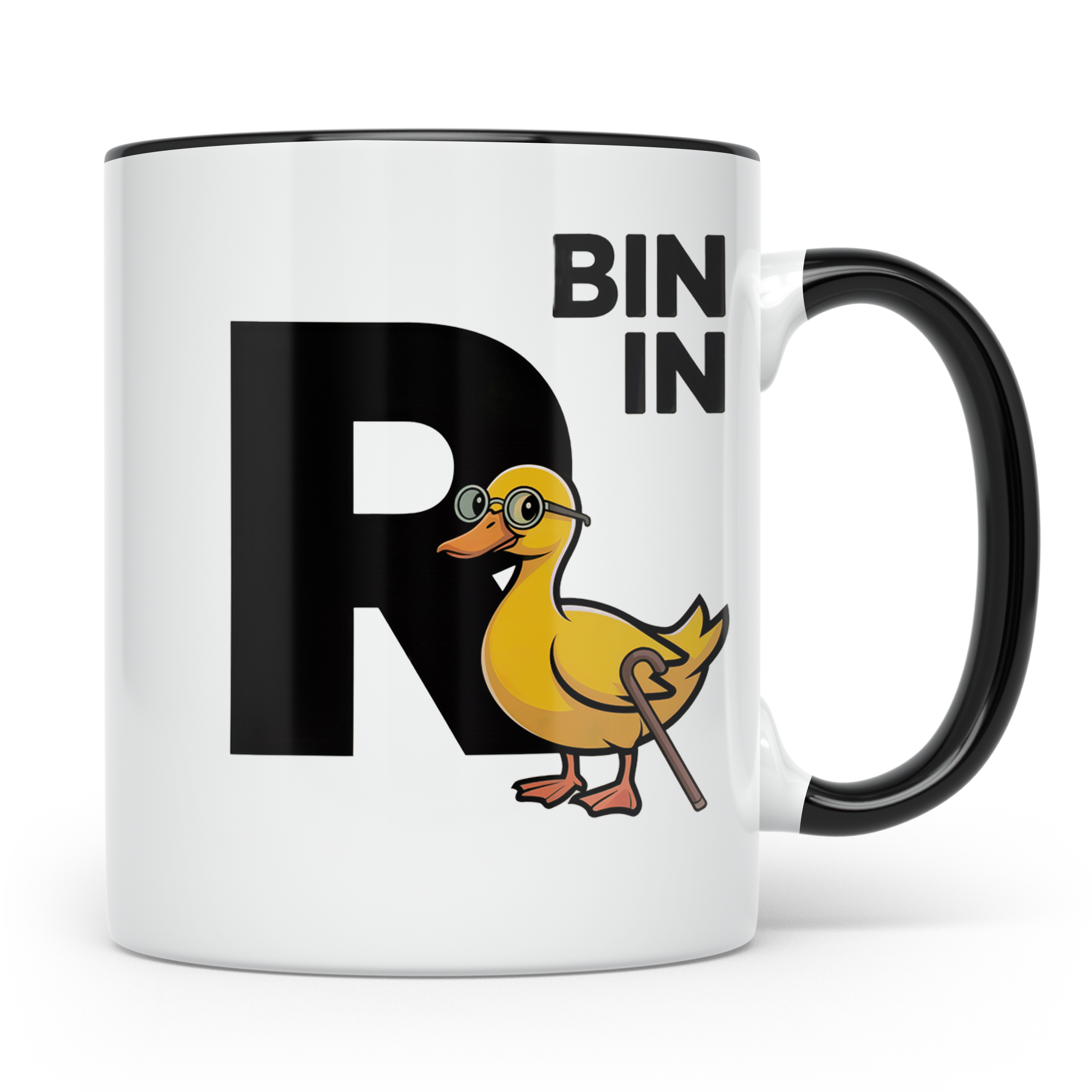 Bin in Rente Ente Kaffeetasse - Rentner Design Geschenkidee  – Schwarz [farbe:schwarz]