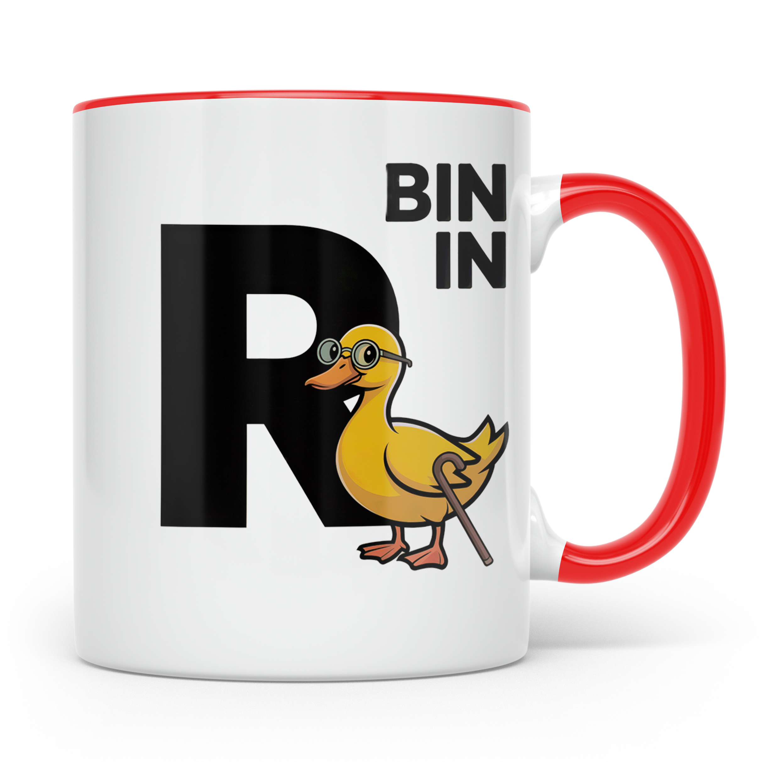 Bin in Rente Ente Kaffeetasse - Rentner Design Geschenkidee  – Rot [farbe:rot]