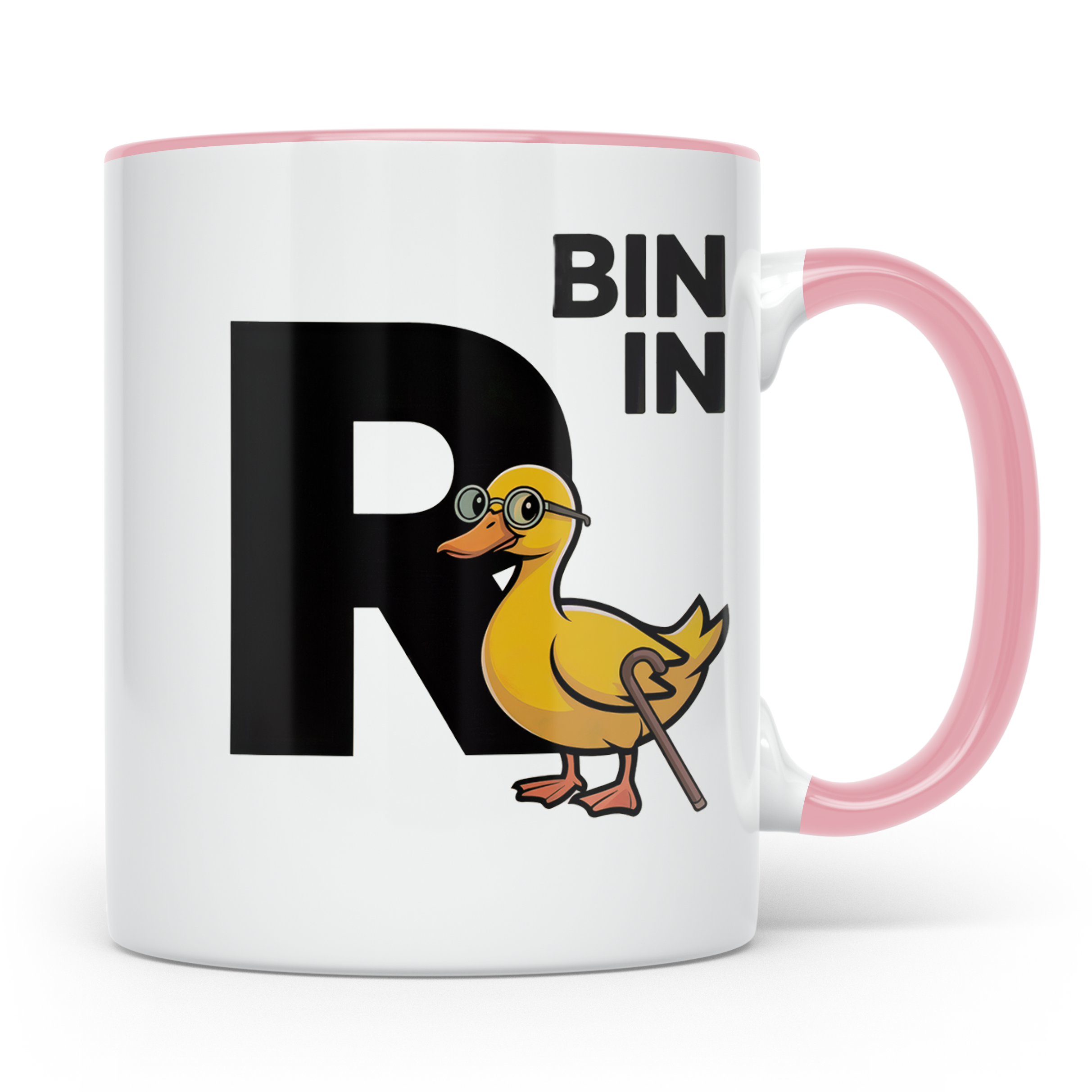 Bin in Rente Ente Kaffeetasse - Rentner Design Geschenkidee  – Rosa [farbe:rosa]