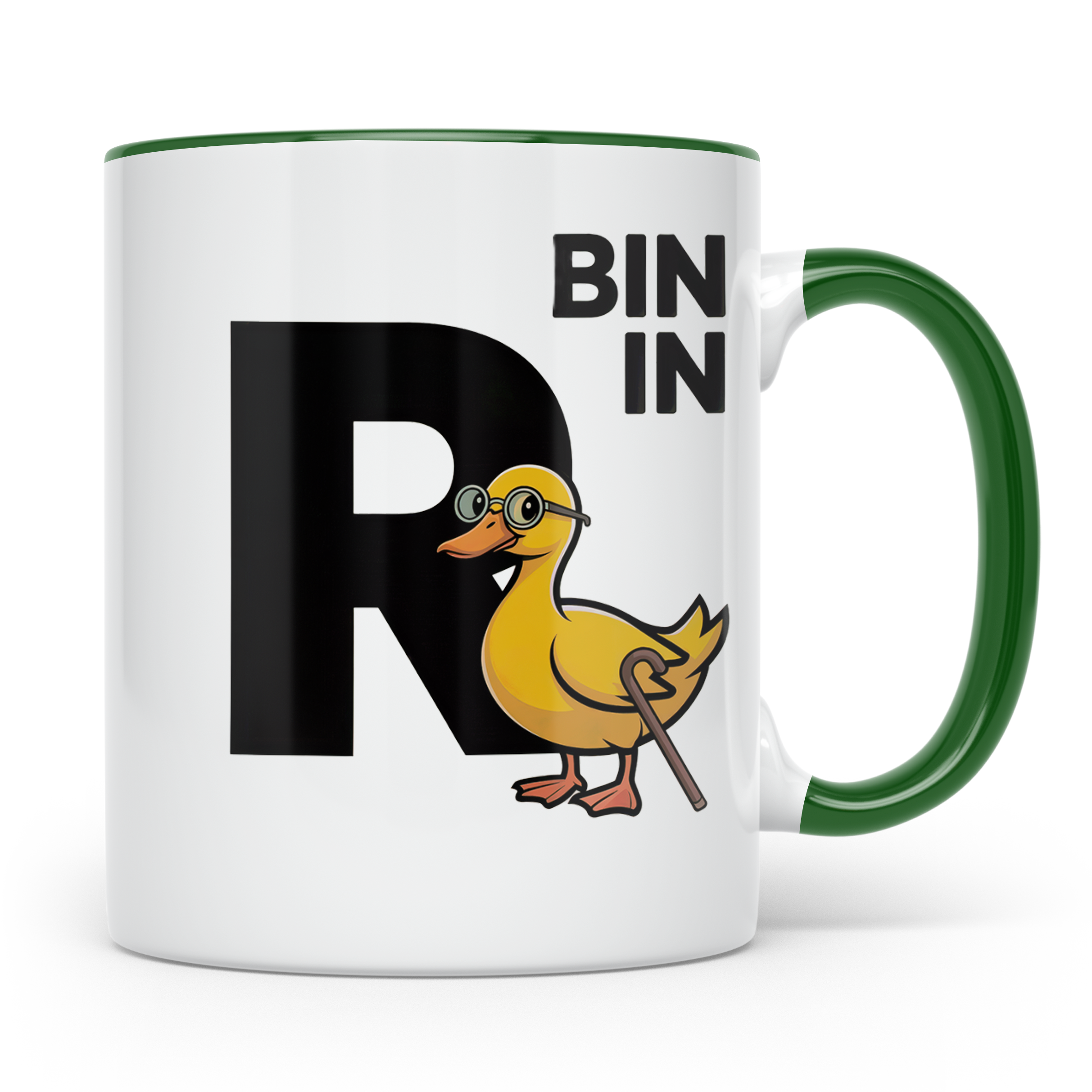 Bin in Rente Ente Kaffeetasse - Rentner Design Geschenkidee  – Grün [farbe:grün]