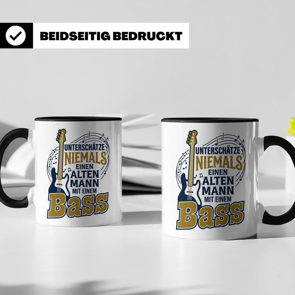 Bassist Tasse Alter Mann mit Bass Spruch E-Bass Geschenk für – Schwarz [farbe:schwarz]
