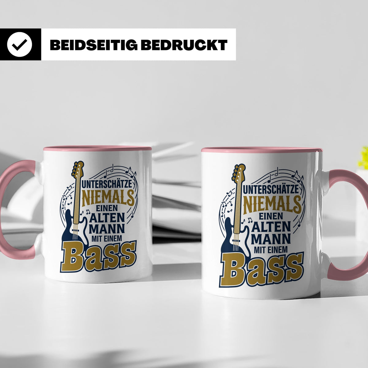 Bassist Tasse Alter Mann mit Bass Spruch E-Bass Geschenk für – Rosa [farbe:rosa]