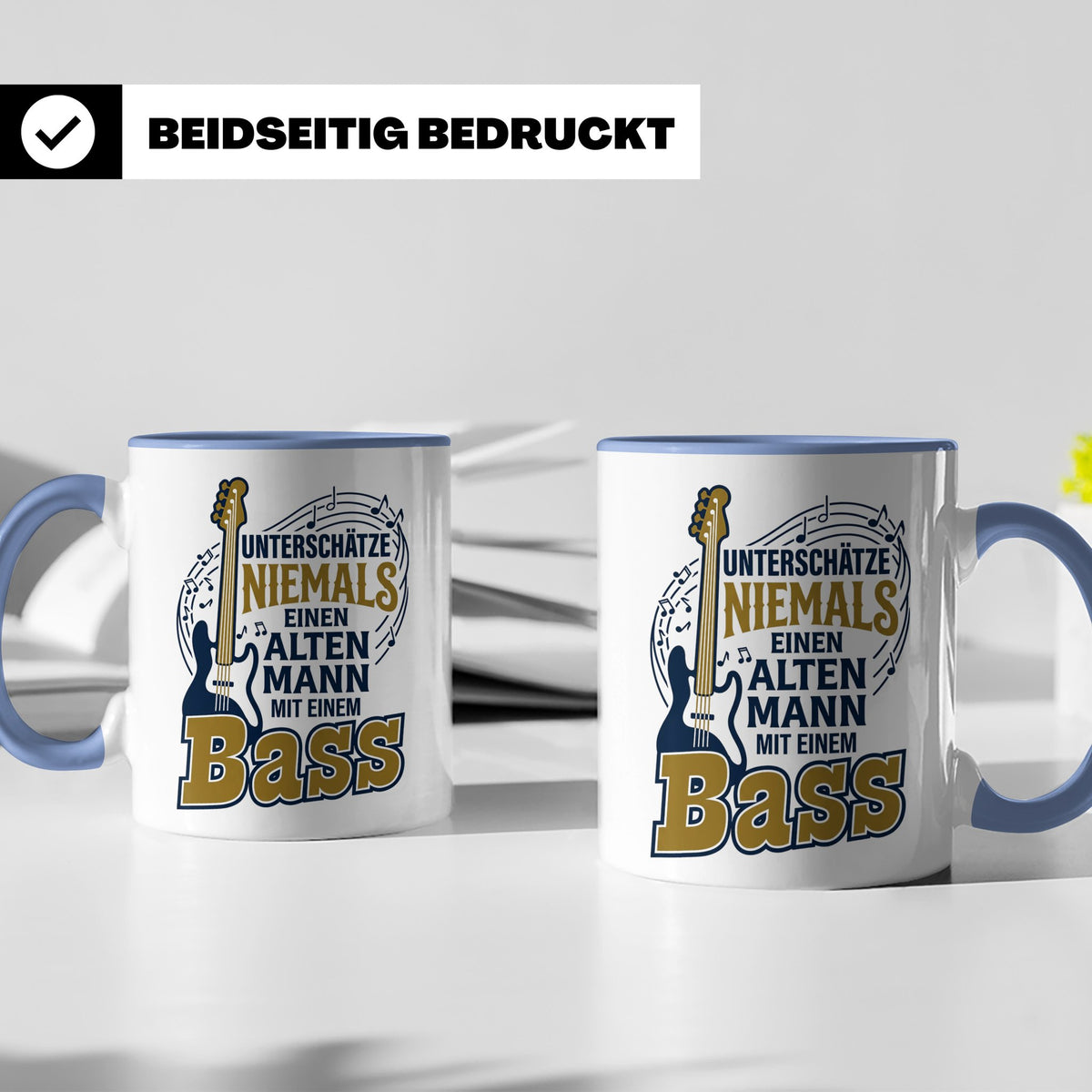 Bassist Tasse Alter Mann mit Bass Spruch E-Bass Geschenk für – Blau [farbe:blau]