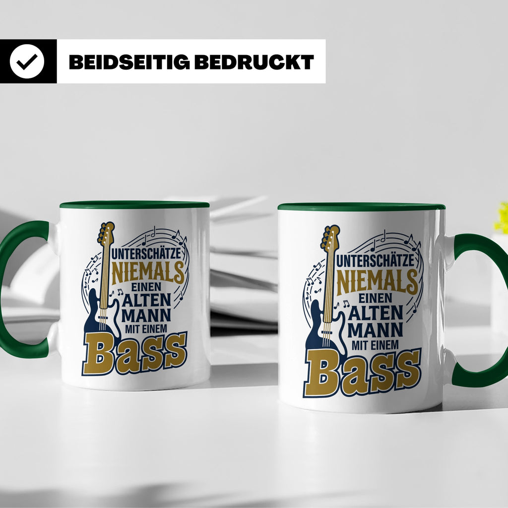 Bassist Tasse Alter Mann mit Bass Spruch E-Bass Geschenk für – Grün [farbe:grün]