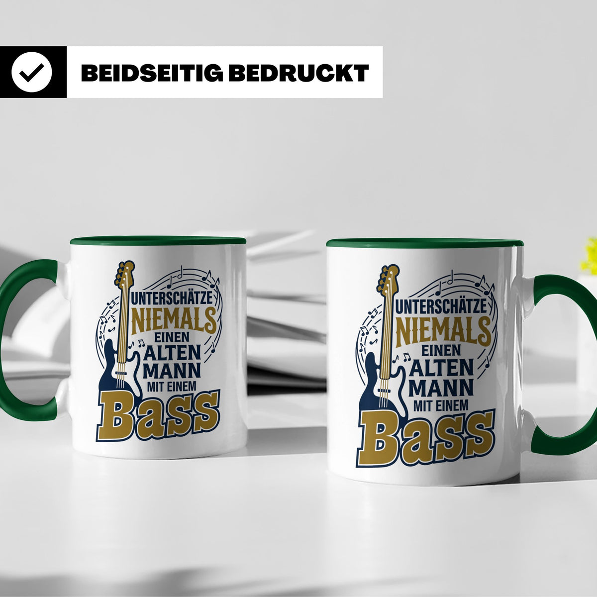 Bassist Tasse Alter Mann mit Bass Spruch E-Bass Geschenk für – Grün [farbe:grün]