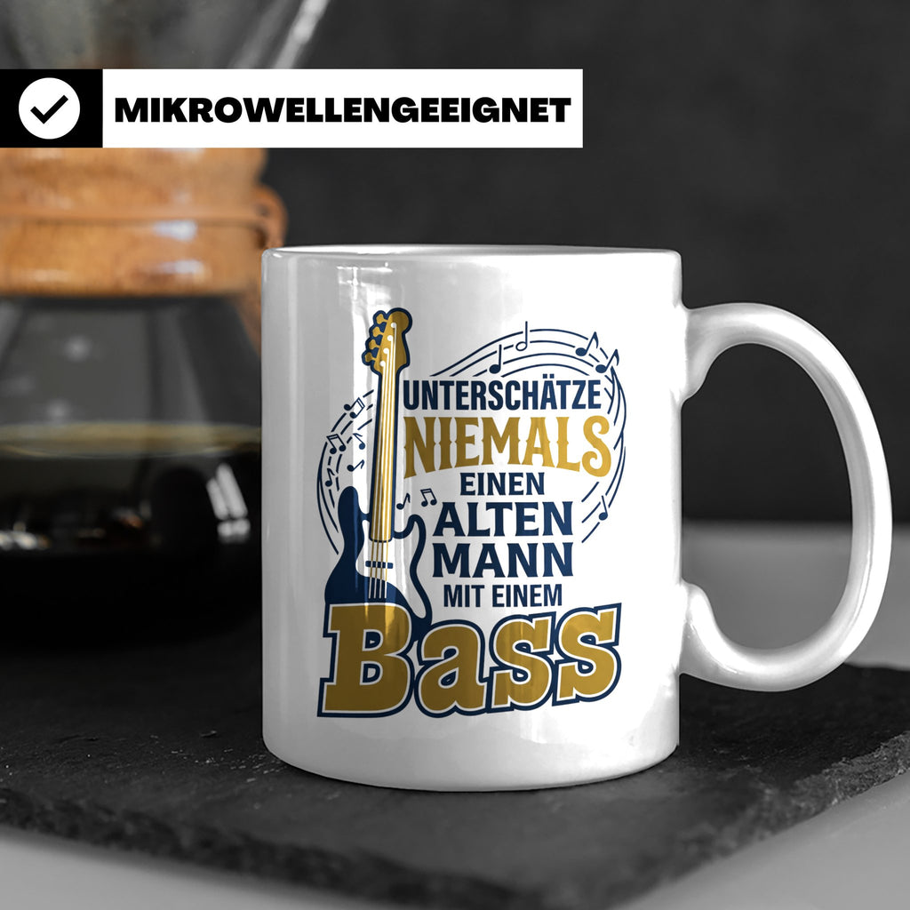 Bassist Tasse Alter Mann mit Bass Spruch E-Bass Geschenk für – Weiß [farbe:weiß]