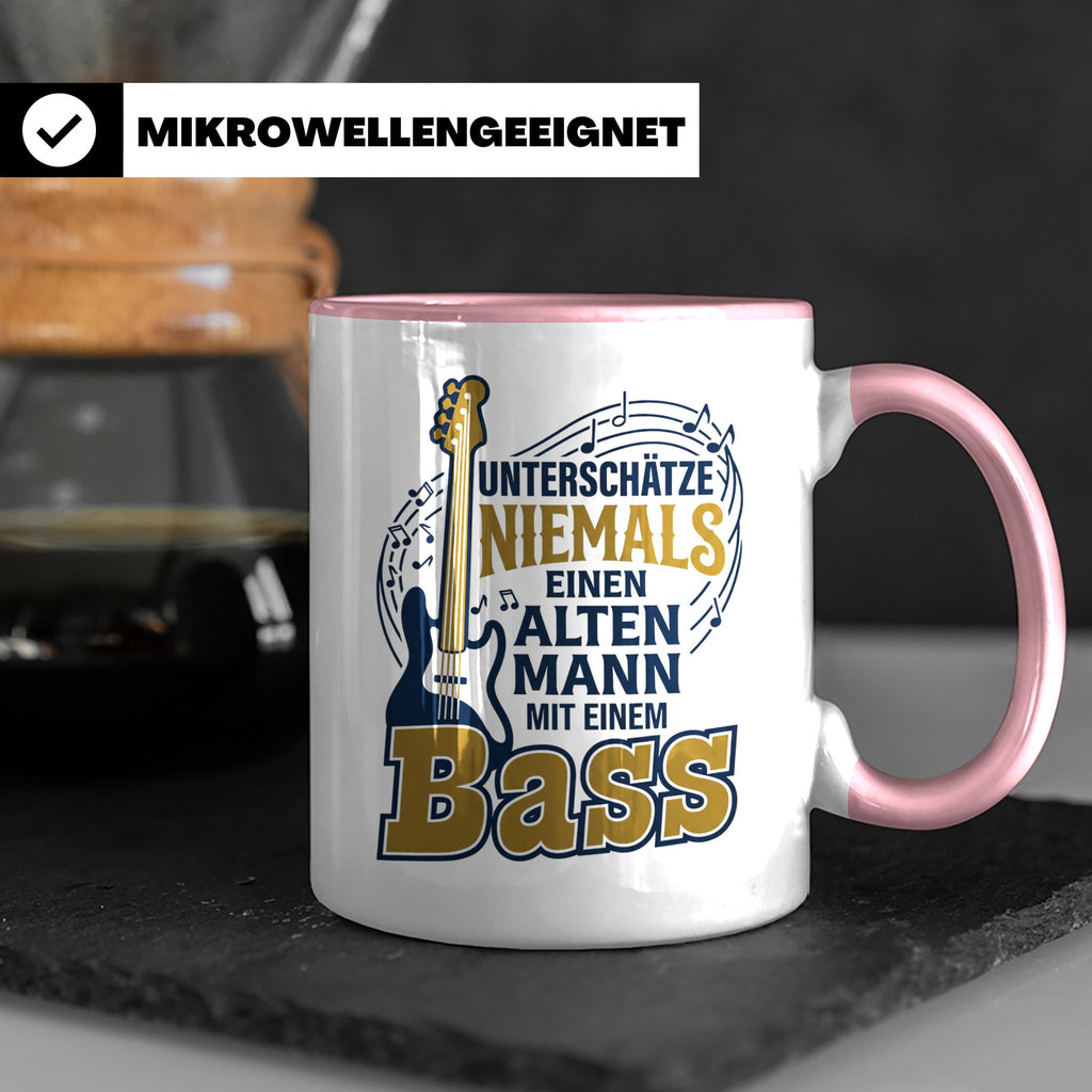 Bassist Tasse Alter Mann mit Bass Spruch E-Bass Geschenk für – Rosa [farbe:rosa]