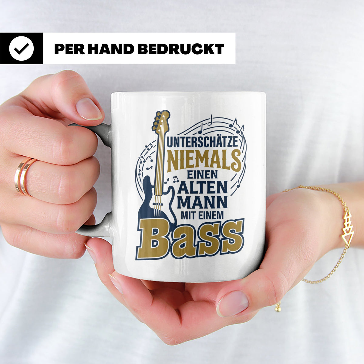 Bassist Tasse Alter Mann mit Bass Spruch E-Bass Geschenk für – Weiß [farbe:weiß]