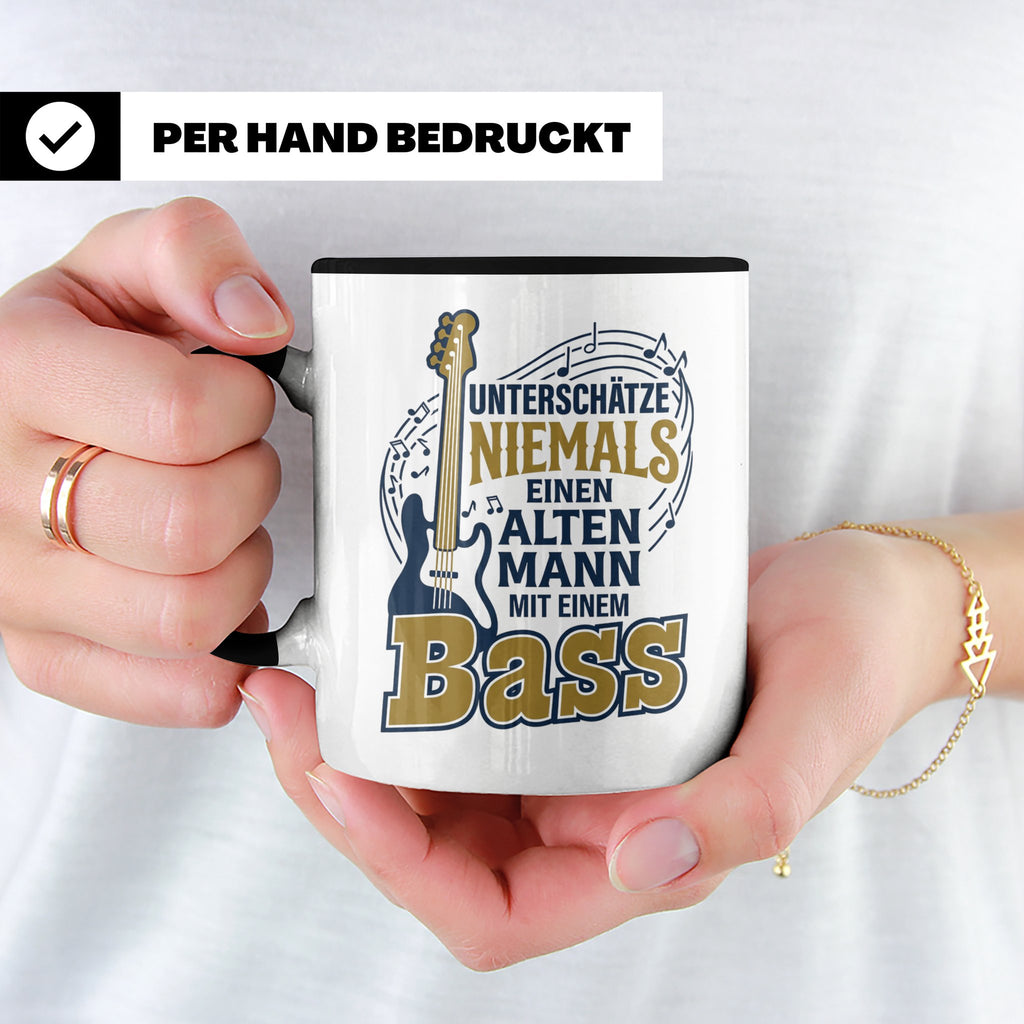 Bassist Tasse Alter Mann mit Bass Spruch E-Bass Geschenk für – Schwarz [farbe:schwarz]