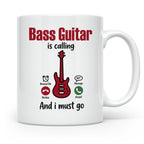 Bassist Tasse mit Spruch Bass Guitar is calling, E-Bass Kaff – Weiß [farbe:weiß]