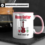 Bassist Tasse mit Spruch Bass Guitar is calling, E-Bass Kaff – Rosa [farbe:rosa]