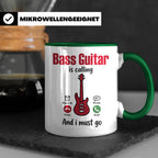 Bassist Tasse mit Spruch Bass Guitar is calling, E-Bass Kaff – Grün [farbe:grün]