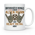 Heavy Metal Tasse Alter Mann | Rocker Kaffeebecher mit Penta – Weiß [farbe:weiß]
