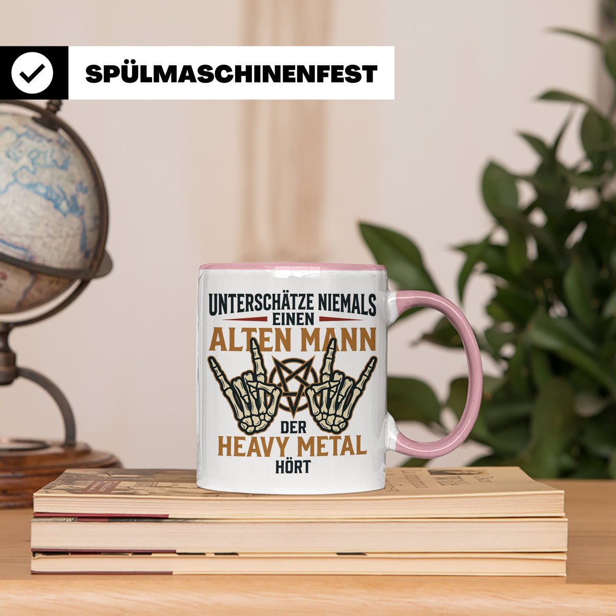 Heavy Metal Tasse Alter Mann | Rocker Kaffeebecher mit Penta – Rosa [farbe:rosa]