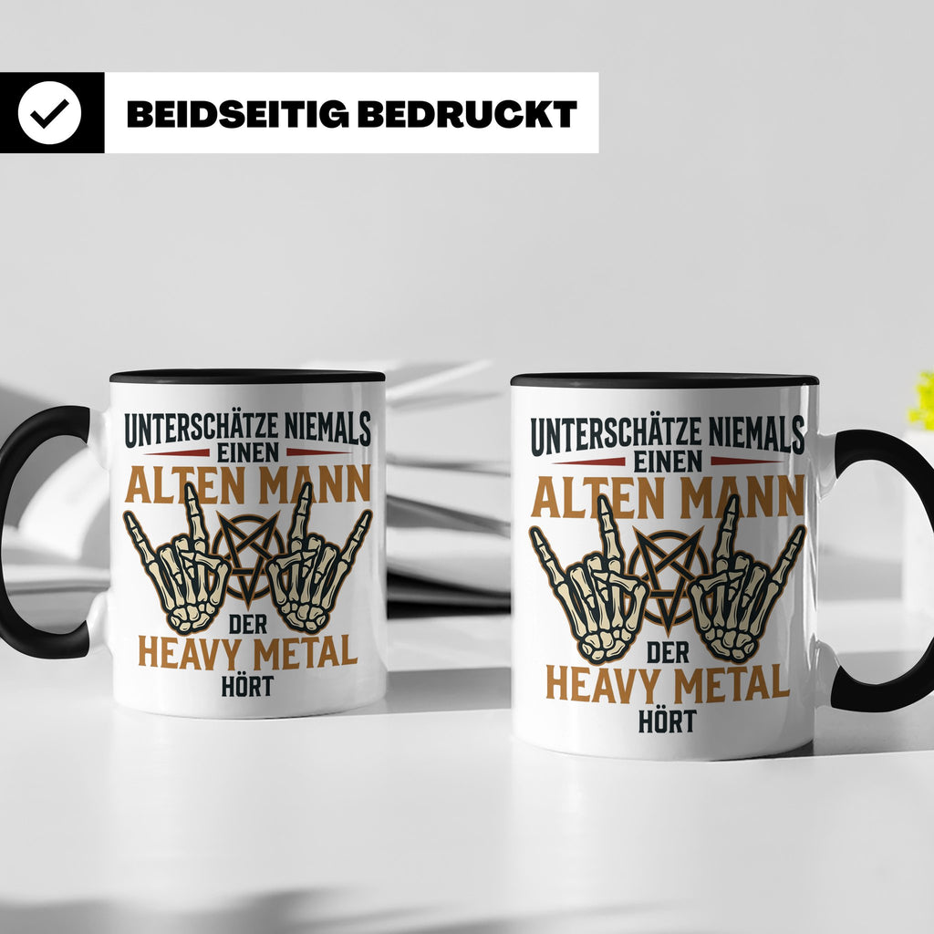 Heavy Metal Tasse Alter Mann | Rocker Kaffeebecher mit Penta – Schwarz [farbe:schwarz]