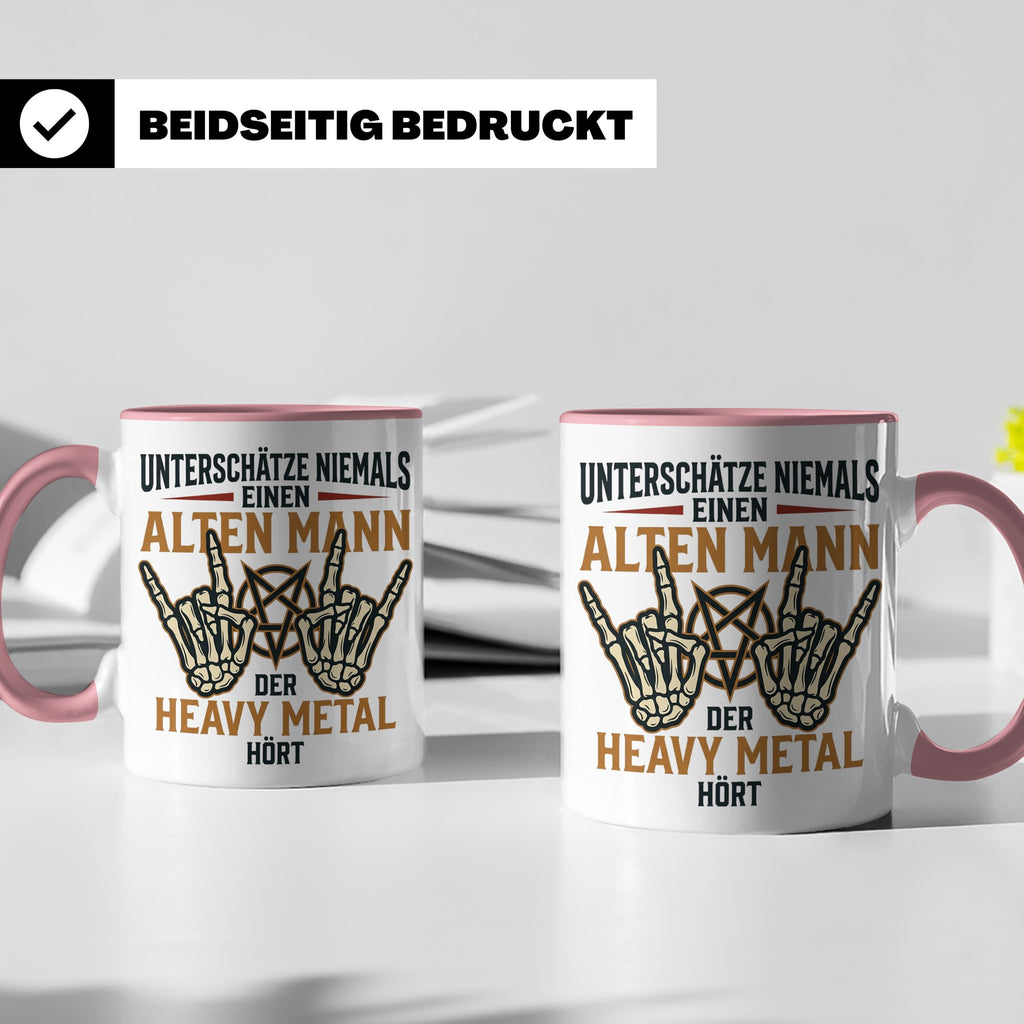 Heavy Metal Tasse Alter Mann | Rocker Kaffeebecher mit Penta – Rosa [farbe:rosa]