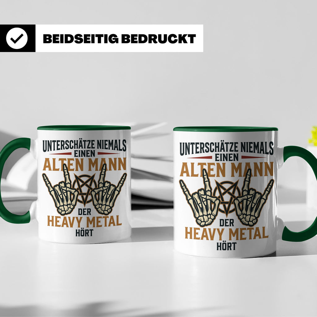 Heavy Metal Tasse Alter Mann | Rocker Kaffeebecher mit Penta – Grün [farbe:grün]