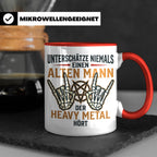 Heavy Metal Tasse Alter Mann | Rocker Kaffeebecher mit Penta – Rot [farbe:rot]
