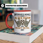 Heavy Metal Tasse Alter Mann | Rocker Kaffeebecher mit Penta – Rot [farbe:rot]