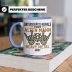 Heavy Metal Tasse Alter Mann | Rocker Kaffeebecher mit Penta – Blau [farbe:blau]