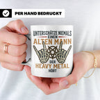 Heavy Metal Tasse Alter Mann | Rocker Kaffeebecher mit Penta – Weiß [farbe:weiß]