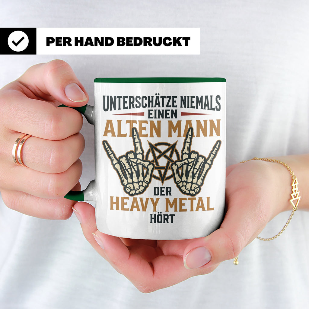 Heavy Metal Tasse Alter Mann | Rocker Kaffeebecher mit Penta – Grün [farbe:grün]