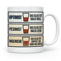 Ingenieur Tasse Glas halb voll leer lustiger Spruch Geschenk – Weiß [farbe:weiß]