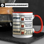 Ingenieur Tasse Glas halb voll leer lustiger Spruch Geschenk – Rot [farbe:rot]