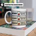 Ingenieur Tasse Glas halb voll leer lustiger Spruch Geschenk – Weiß [farbe:weiß]