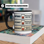 Ingenieur Tasse Glas halb voll leer lustiger Spruch Geschenk – Schwarz [farbe:schwarz]