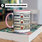 Ingenieur Tasse Glas halb voll leer lustiger Spruch Geschenk – Rosa [farbe:rosa]