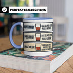 Ingenieur Tasse Glas halb voll leer lustiger Spruch Geschenk – Blau [farbe:blau]