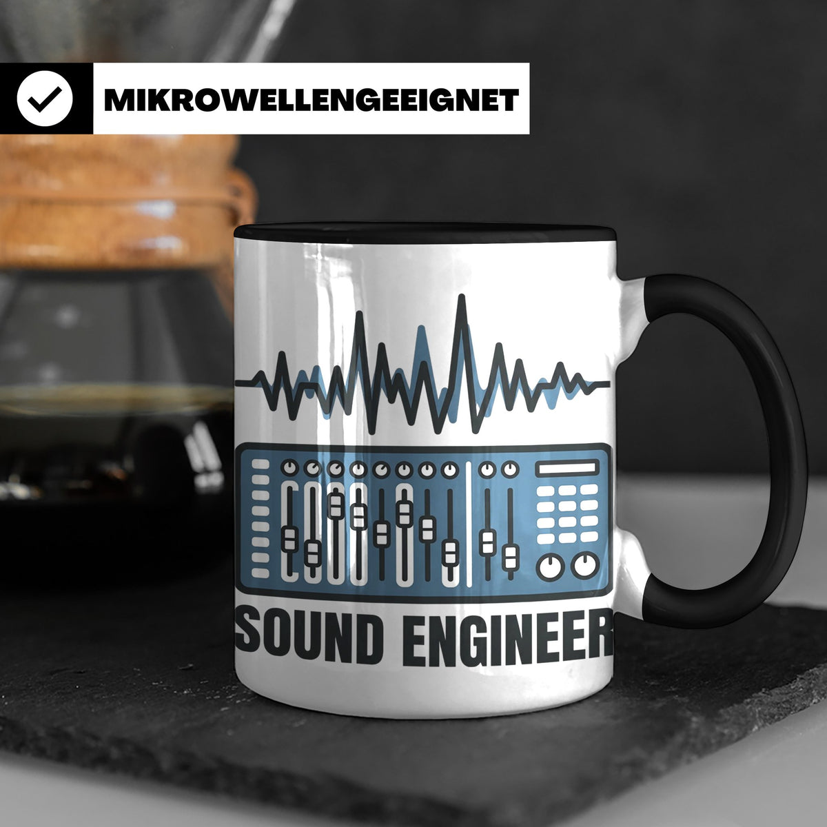 Tontechniker Tasse für Sound Engineer & Audio Engineer, Kaff – Schwarz [farbe:schwarz]