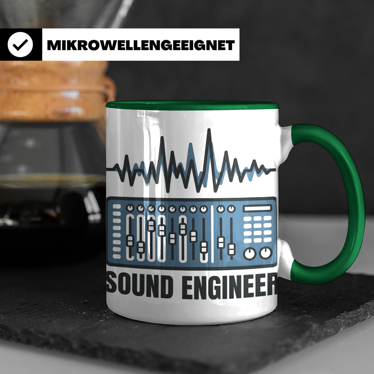 Tontechniker Tasse für Sound Engineer & Audio Engineer, Kaff – Grün [farbe:grün]