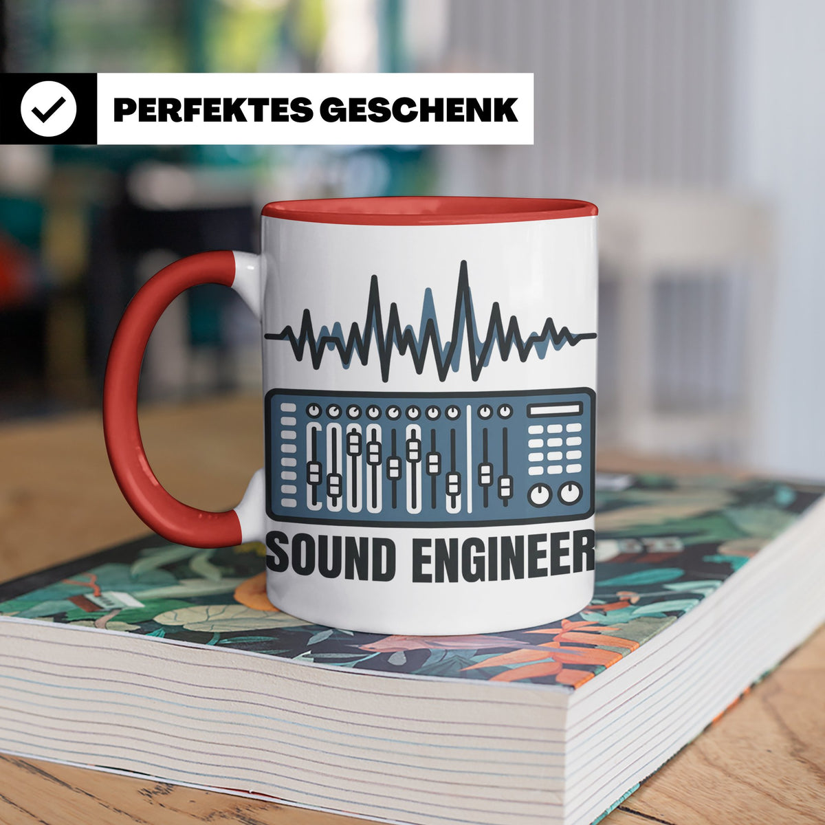 Tontechniker Tasse für Sound Engineer & Audio Engineer, Kaff – Rot [farbe:rot]