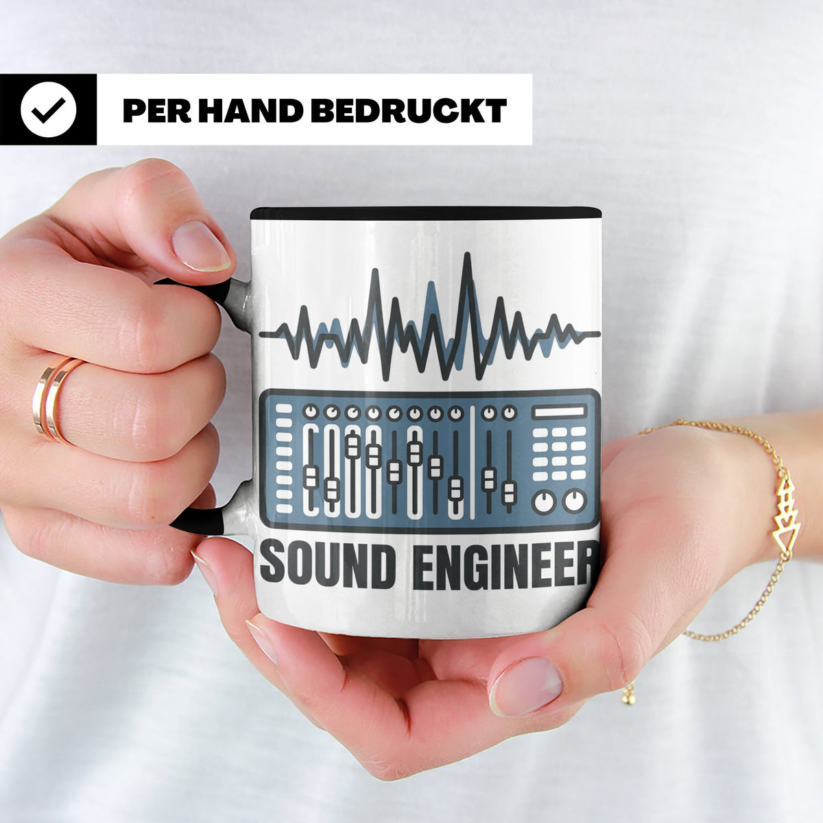 Tontechniker Tasse für Sound Engineer & Audio Engineer, Kaff – Schwarz [farbe:schwarz]