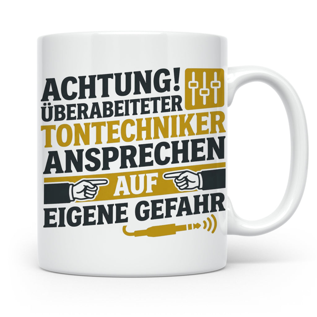 Tontechniker Tasse mit Spruch Überarbeiteter Techniker | Ges – Weiß [farbe:weiß]