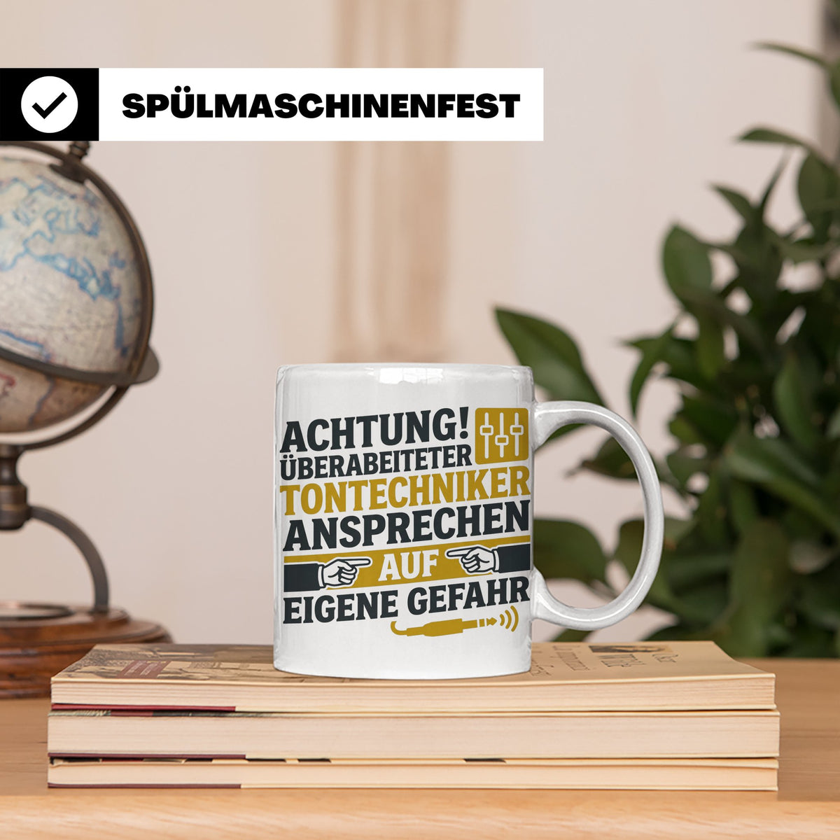 Tontechniker Tasse mit Spruch Überarbeiteter Techniker | Ges – Weiß [farbe:weiß]