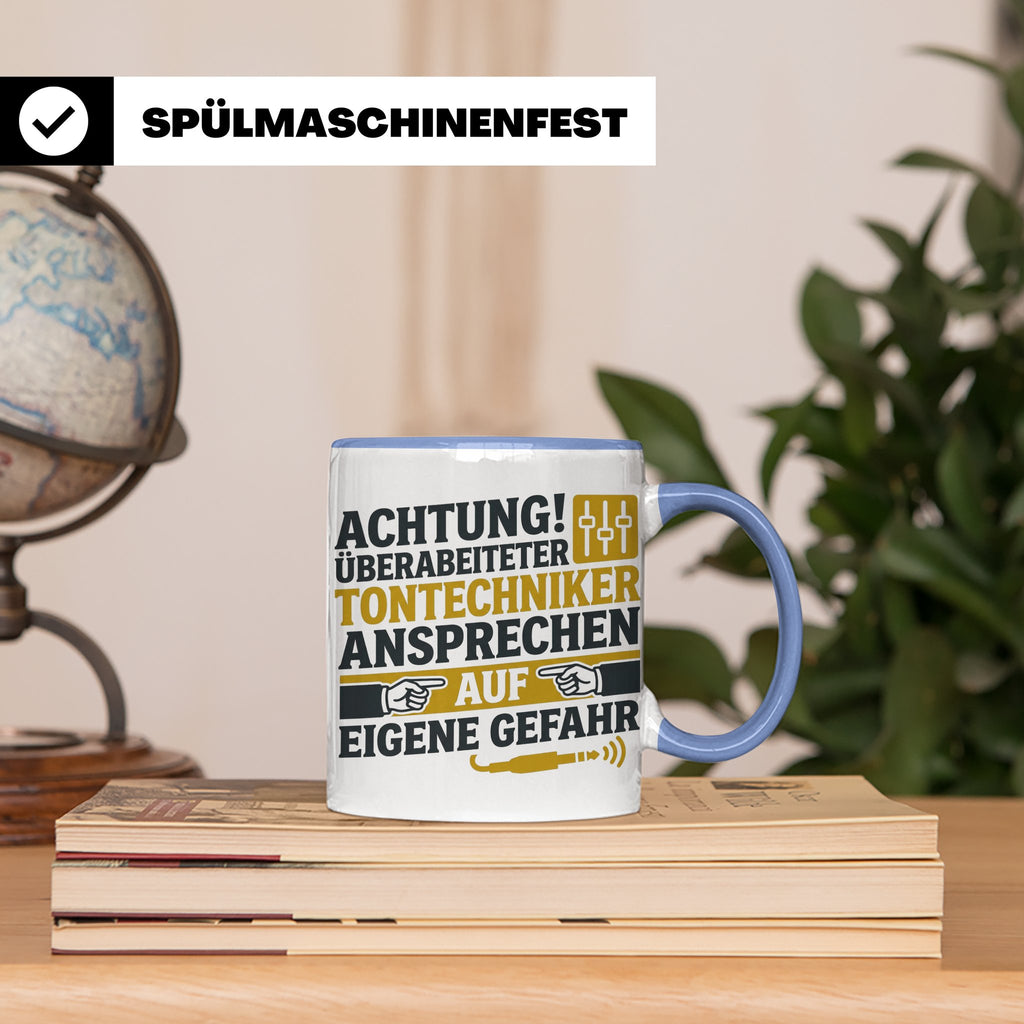 Tontechniker Tasse mit Spruch Überarbeiteter Techniker | Ges – Blau [farbe:blau]