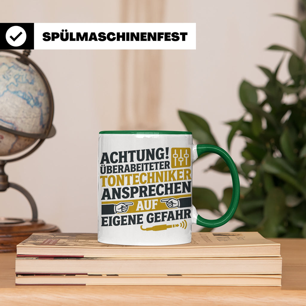 Tontechniker Tasse mit Spruch Überarbeiteter Techniker | Ges – Grün [farbe:grün]