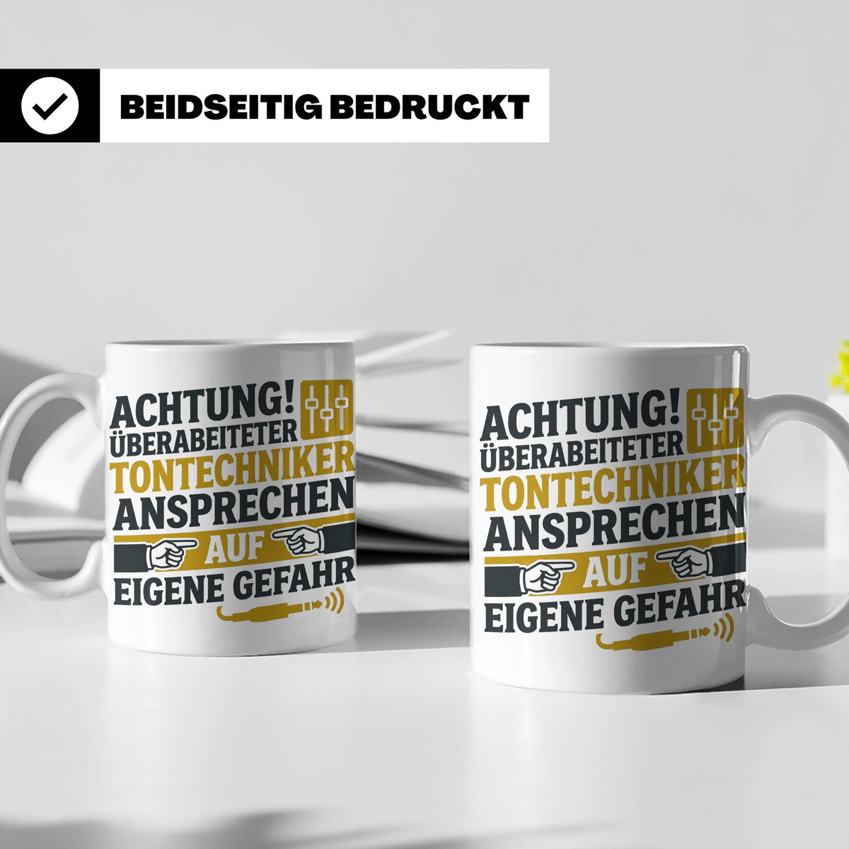 Tontechniker Tasse mit Spruch Überarbeiteter Techniker | Ges – Weiß [farbe:weiß]