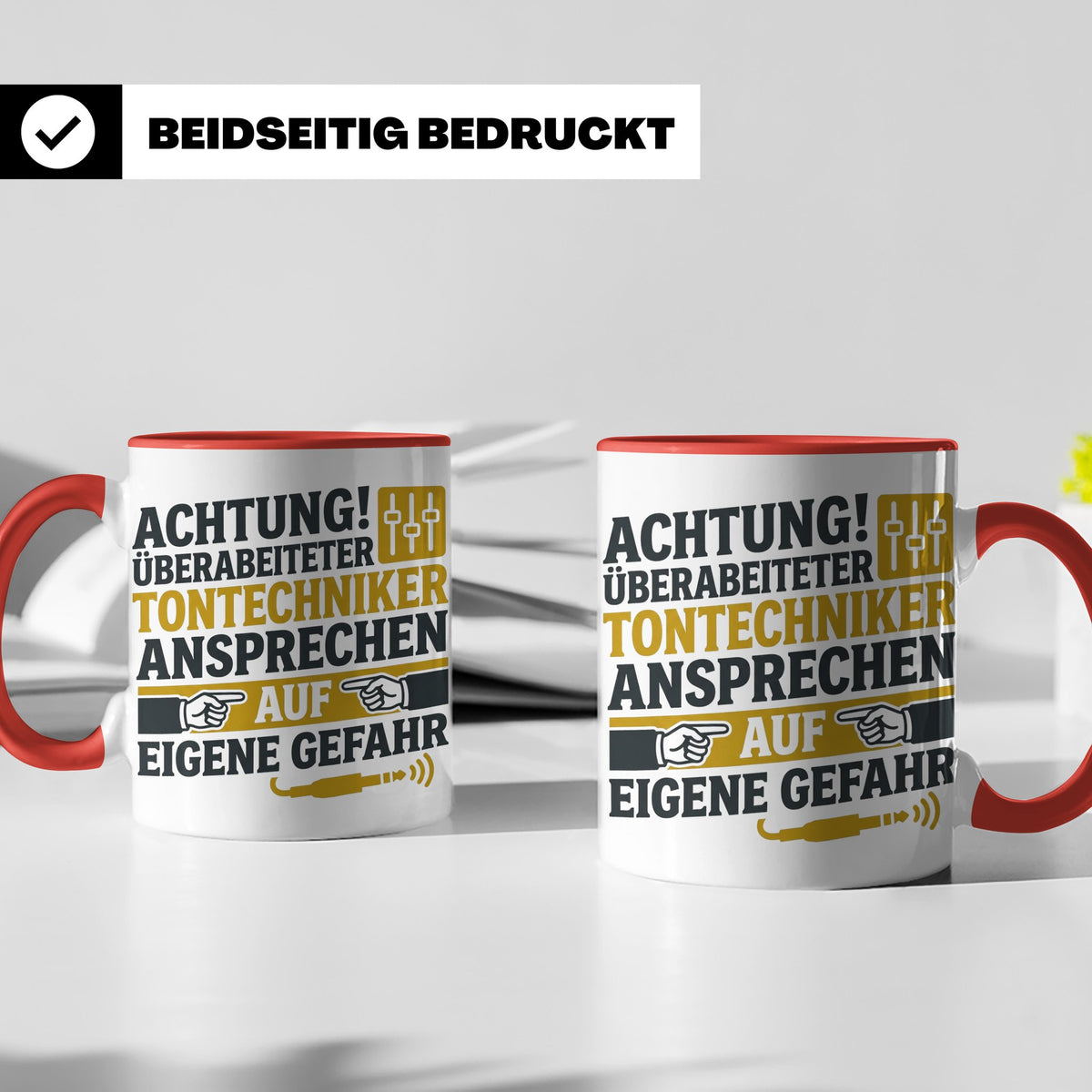 Tontechniker Tasse mit Spruch Überarbeiteter Techniker | Ges – Rot [farbe:rot]